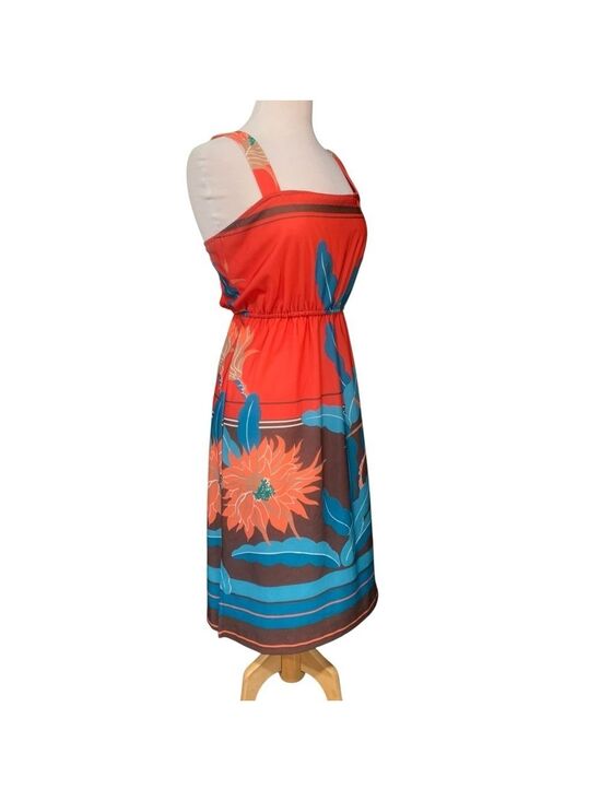 Dresses & Skirts - Vntg 70’s tropical print sleeveless midi dress size 8